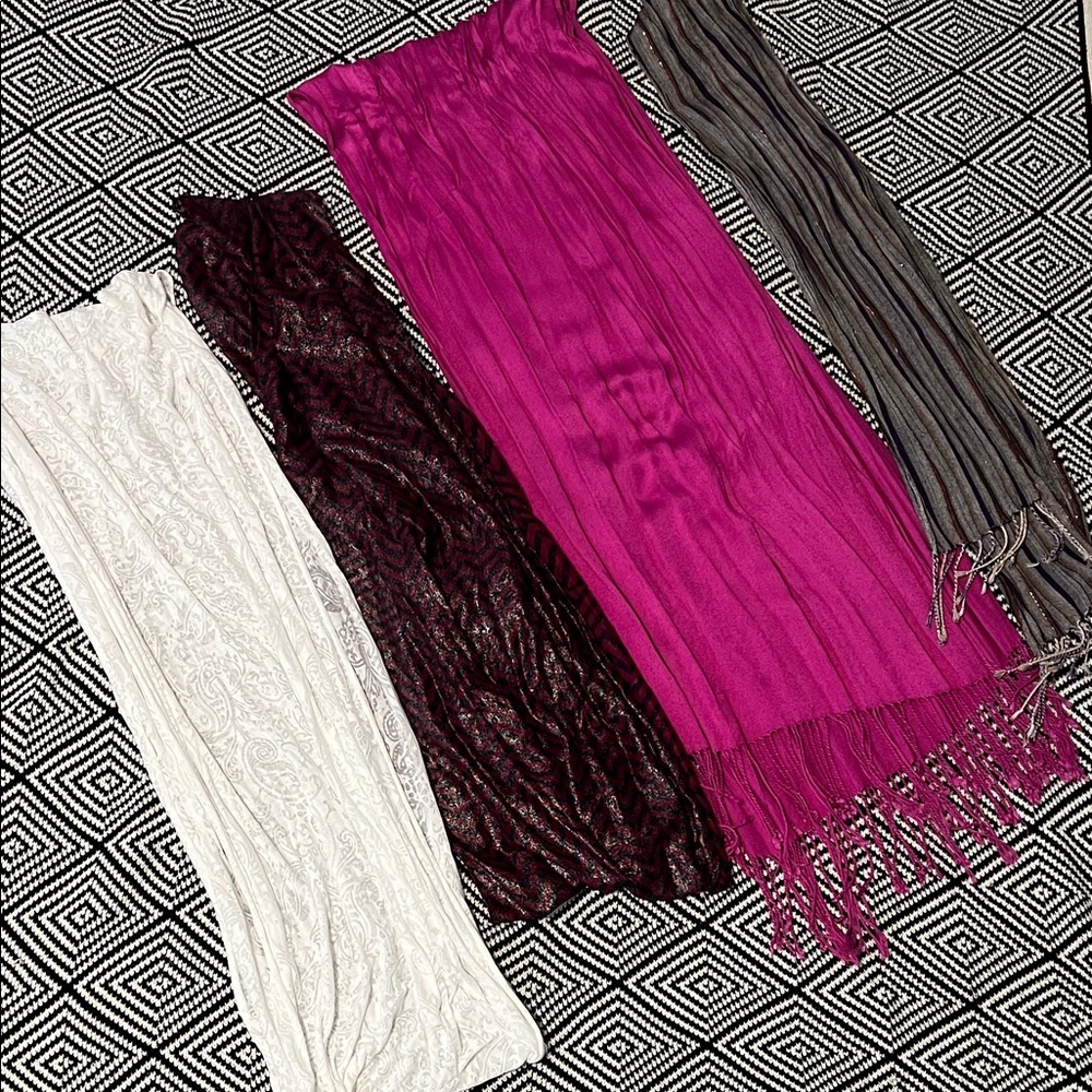 Unlisted Women's Scarves in Cream, Brown, Pink, and Gray